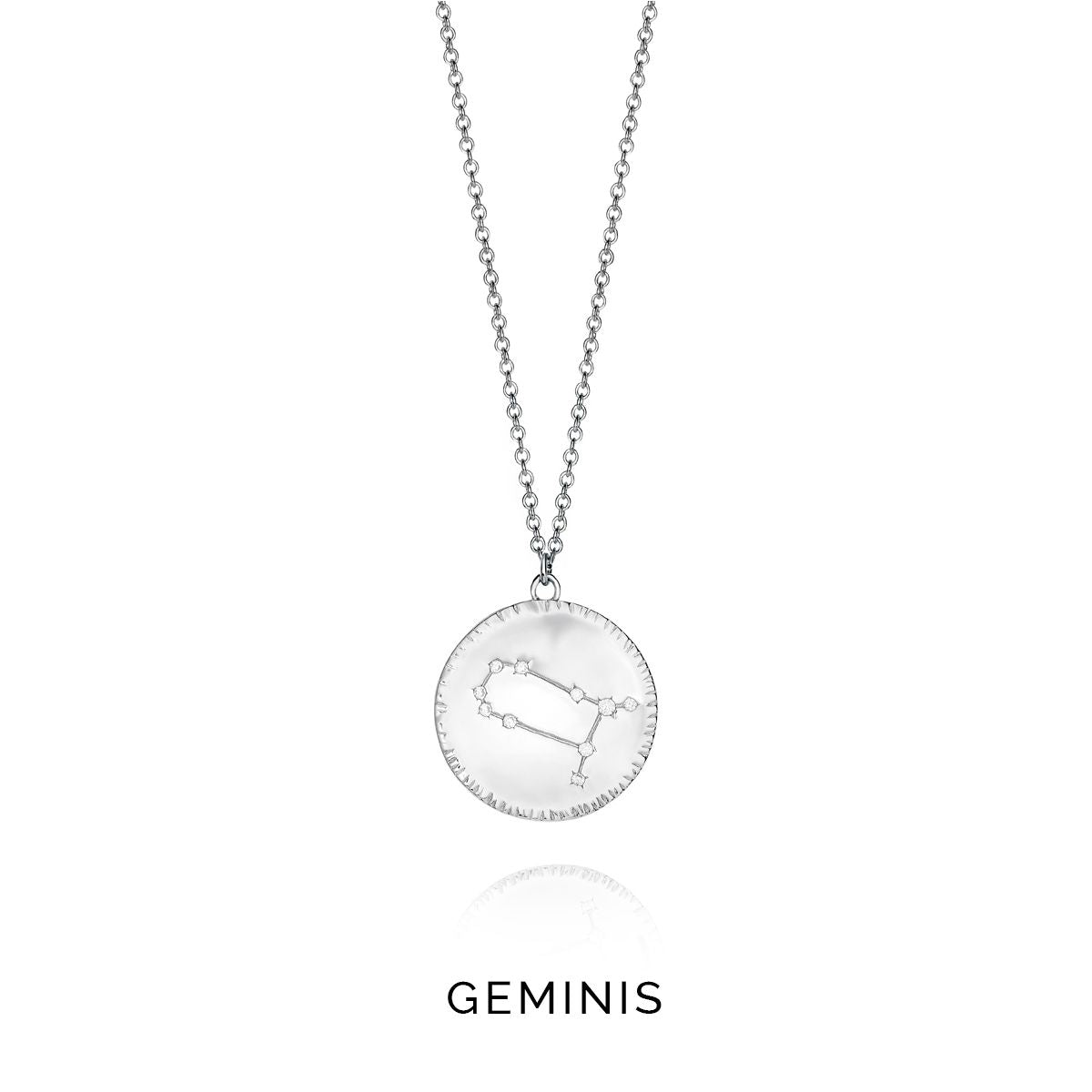 Silver necklace with Gemini constellation pendant by VICEROY JEWELS Mod. 61014C000-38G for ladies, includes official box packaging.