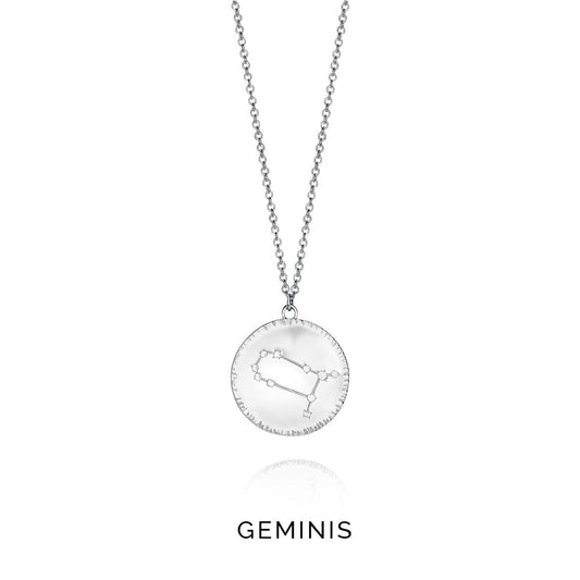 Silver necklace with Gemini constellation pendant by VICEROY JEWELS Mod. 61014C000-38G for ladies, includes official box packaging.