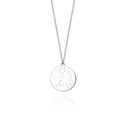 VICEROY JEWELS Mod. 61014C000-38P silver necklace with Pisces constellation on a round pendant, 925 silver material, quartz analog.