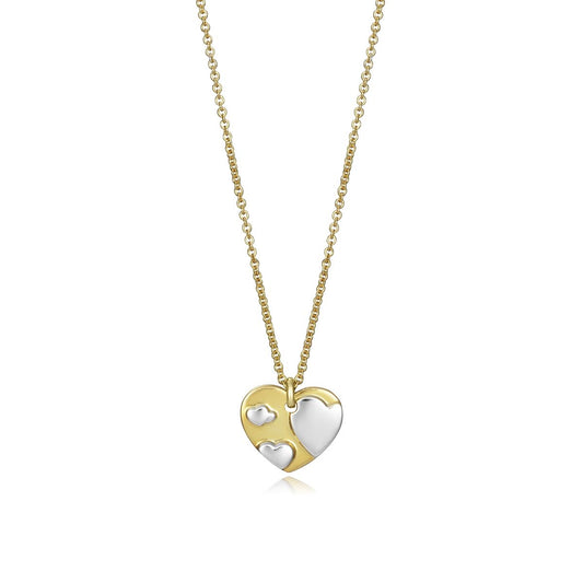 VICEROY JEWELS Mod. 61063C100-36 ladies' heart-shaped silver necklace with gold accents; features quartz analog movement; elegant jewelry piece