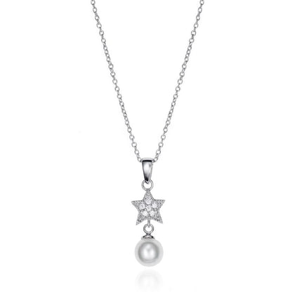 VICEROY JEWELS Mod. 71046C000-68 silver necklace with star and pearl pendant for ladies, quartz movement, packaged in official box.