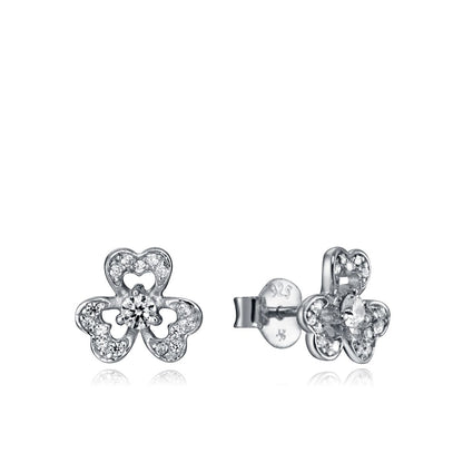 VICEROY JEWELS Mod. 85019E000-38 silver flower-shaped lady earrings with quartz movement and mineral dial, packed in official box.