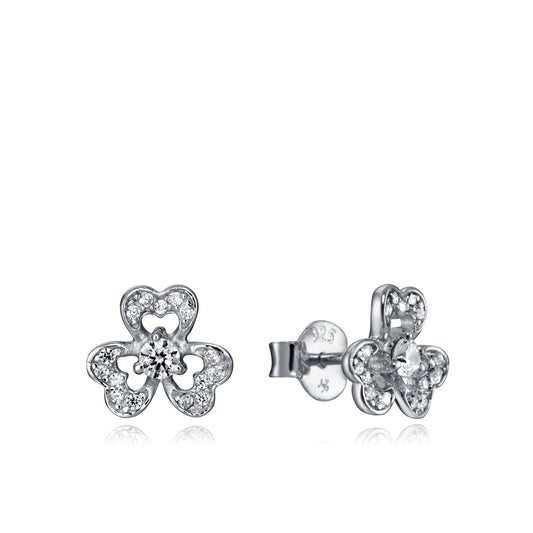 VICEROY JEWELS Mod. 85019E000-38 silver flower-shaped lady earrings with quartz movement and mineral dial, packed in official box.