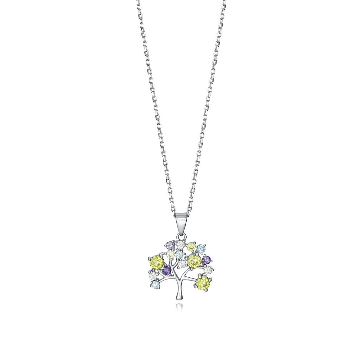 VICEROY JEWELS Mod. 85029C000-39 elegant lady's necklace, silver 925°, featuring a tree-shaped pendant with colorful stones.