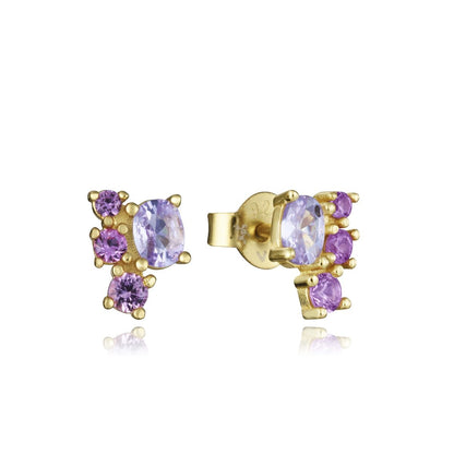 VICEROY JEWELS Mod. 9129E100-37 lady's quartz earrings in silver 925° with purple gemstones, water-resistant, multifunctional design.