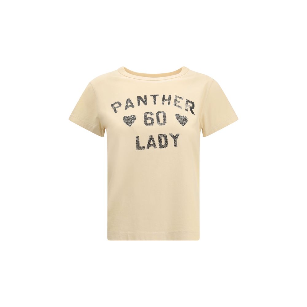 Valentino Beige Cotton T-Shirt with iconic Panther Lady print, ribbed crew neck, 100% cotton, AW25 regular fit.