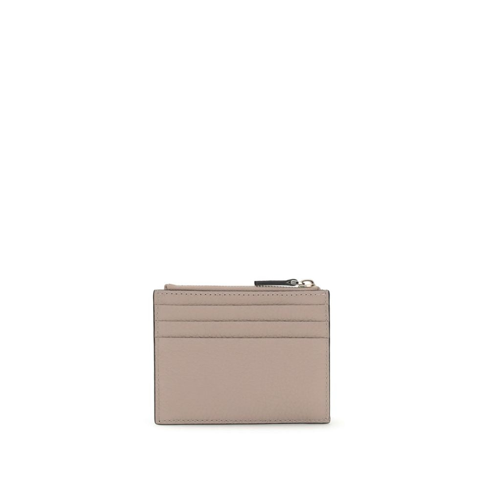 Valentino Garavani Multicolor Calf Leather Bos Taurus Wallet with Rockstud details and card slots, showcasing elegance and practicality.