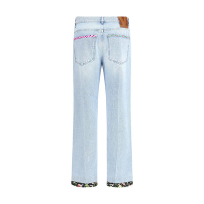 Valentino Light Blue Cotton Straight-Leg Jeans