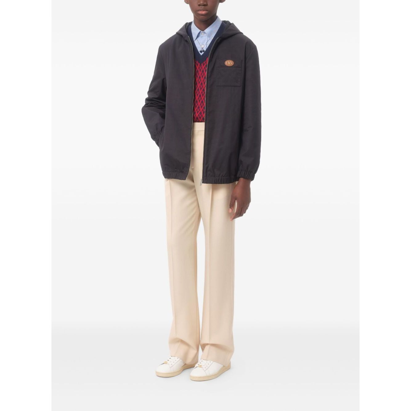 Valentino Nylon Hooded Jacket with VLogo Patch