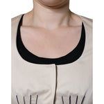 Valentino Beige Cotton Long Sleeves Round Neck Blazer Jacket JKT3272-40