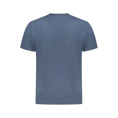 Vans Blue Cotton Men T-Shirt in classic fit featuring iconic Vans logo, comfortable for casual wear and skating activities.