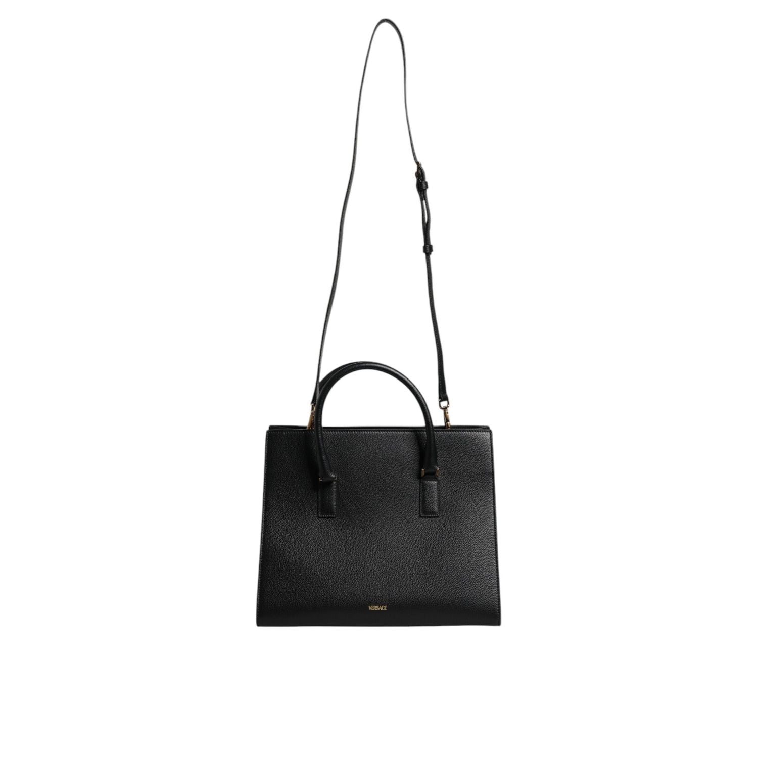 Versace Black Large Leather Top Handle Shoulder Crossbody Bag