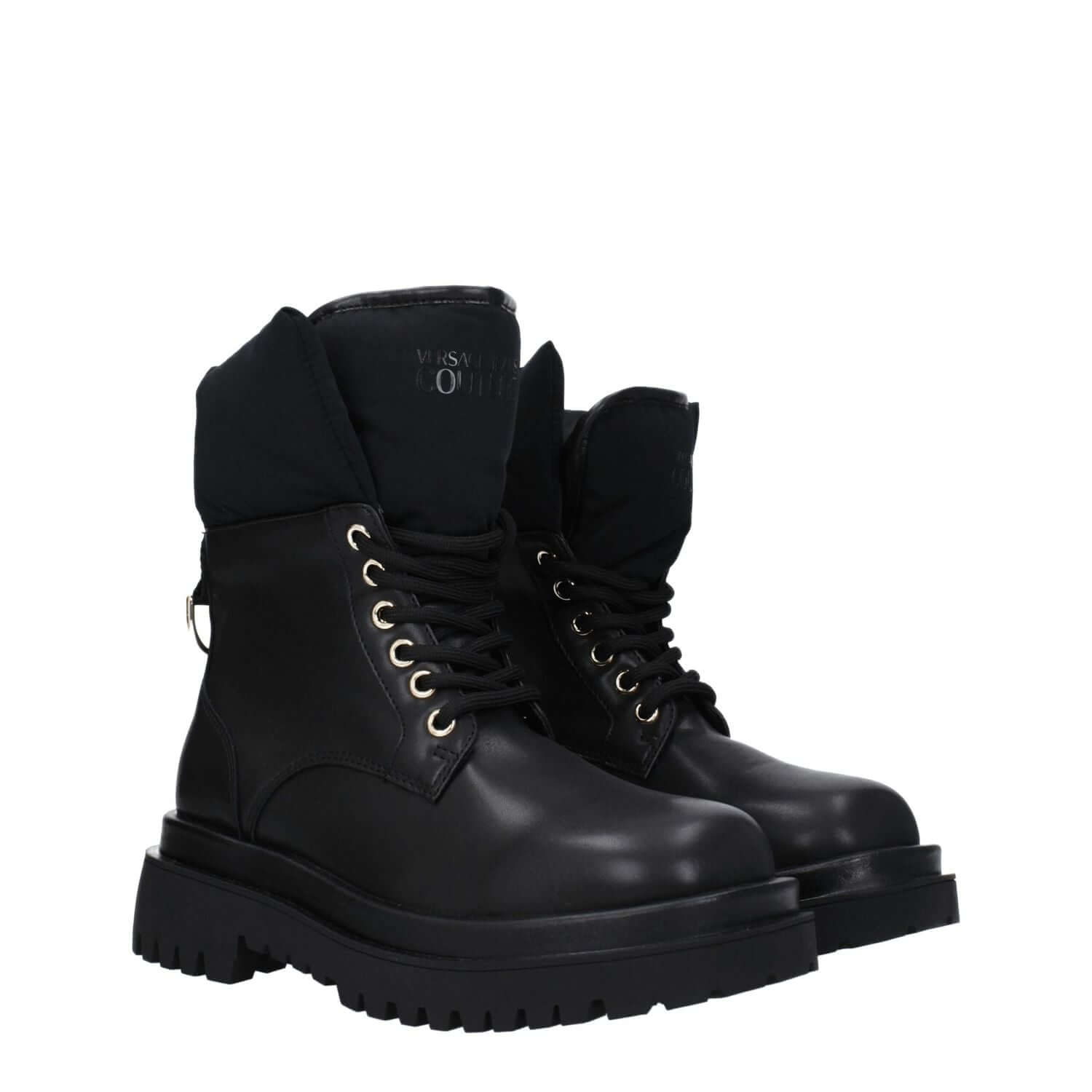 Versace Jeans Black Polyethylene Ankle Boots