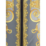 Versace Silk Cheetah Foulard Shirt featuring baroque and cheetah print details, elegant Medusa button, fine silk material.