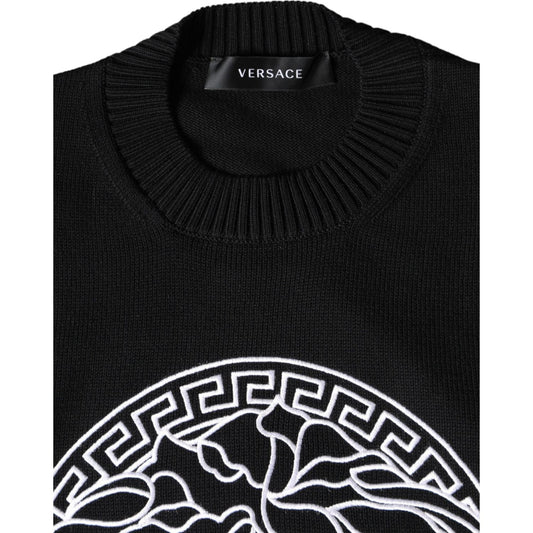 Versace Black Medusa Embroidery Crew Neck Pullover Sweater TSH86764-46