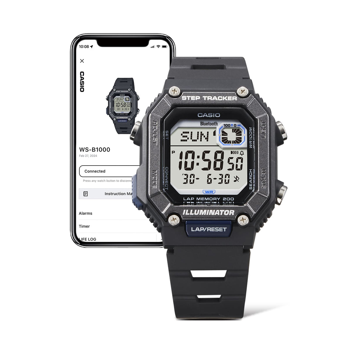 CASIO COLLECTION Mod. STEP TRACKER LAP 200 - BLACK WS-B1000-1AVEF
