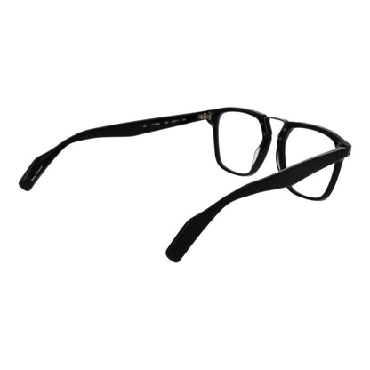 Yohji Yamamoto Black Plastic Glasses (Frames), full-rim rectangle style, men’s eyewear with demo lenses and black plastic frame.