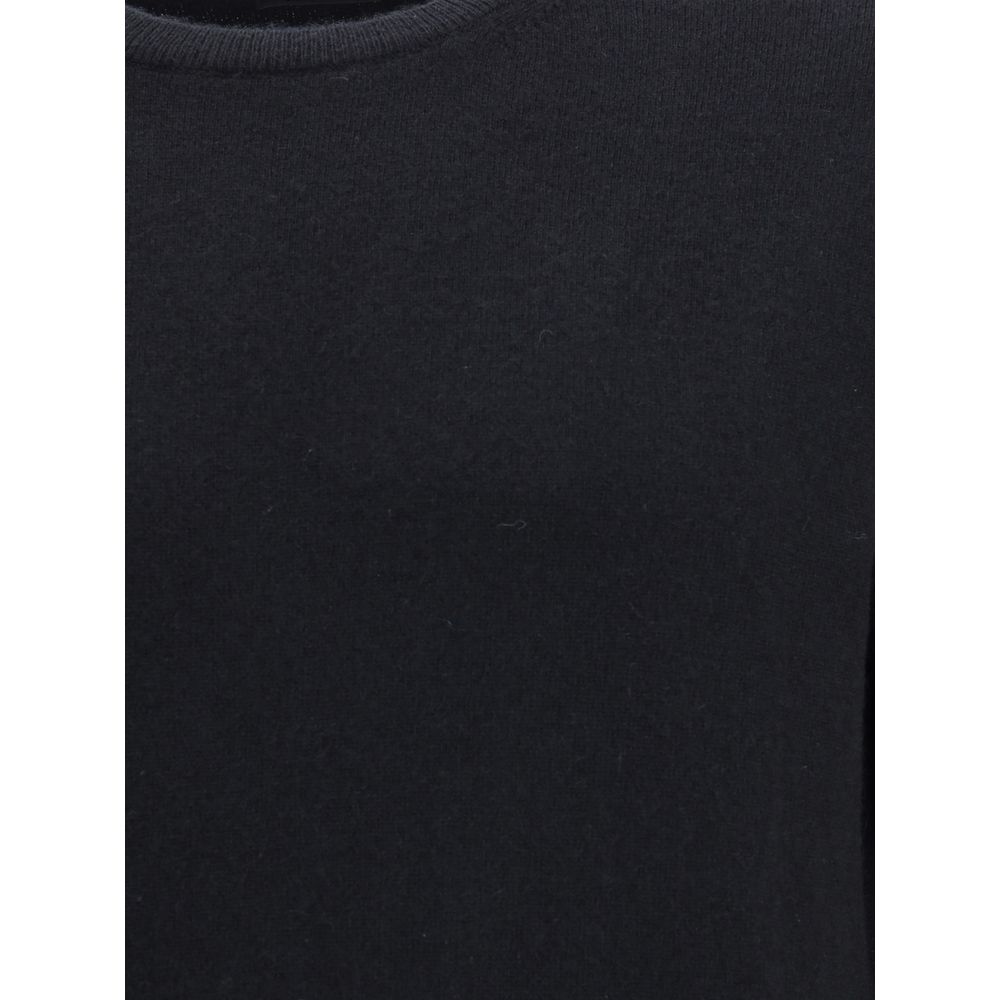 ZEGNA Black Cashmere Cashmere Sweater with ribbed neck, showcasing luxury softness and timeless elegance, 100% Kashmir.