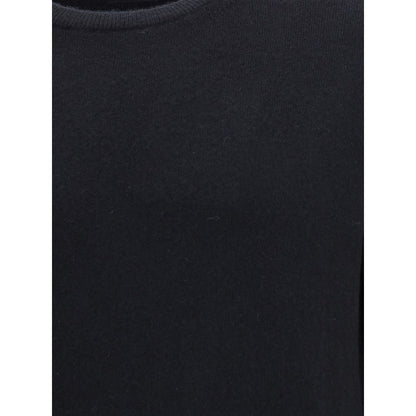 ZEGNA Black Cashmere Cashmere Sweater with ribbed neck, showcasing luxury softness and timeless elegance, 100% Kashmir.