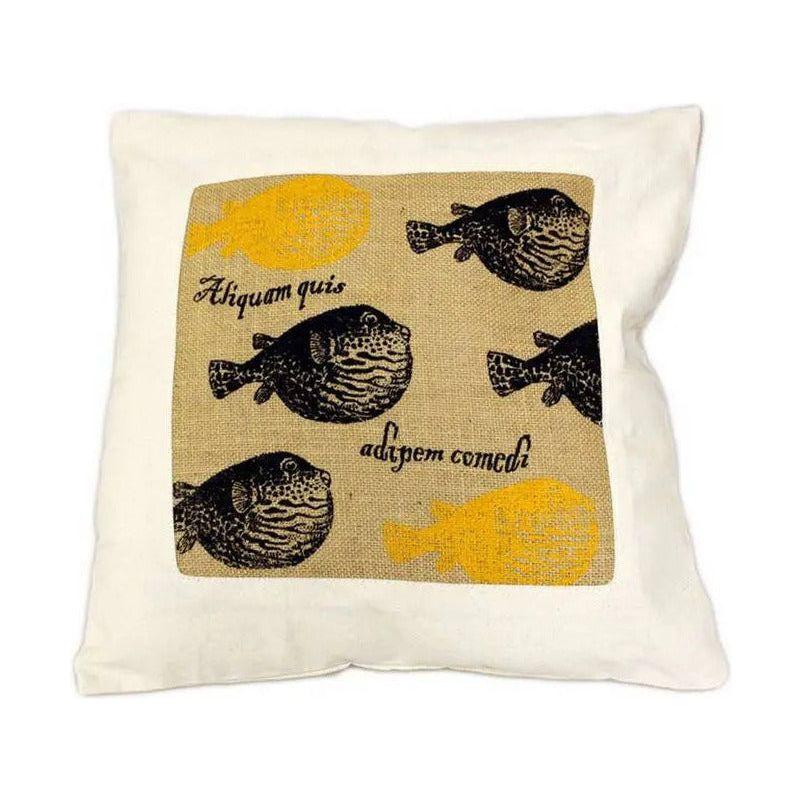 CUSCINI LETTERARI - Copricuscino in Juta lavata / Cotton pillow case e Juta lavata ALIQUAM QUIS ADIPEM COMEDI - Size 40x40cm LATINORUM-JC-04